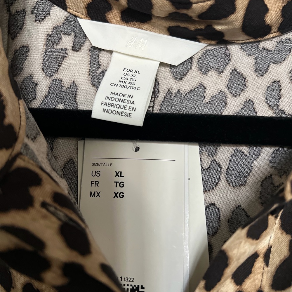NWT H&M Leopard Print Shirt Dress SZ XL - Picture 2 of 7